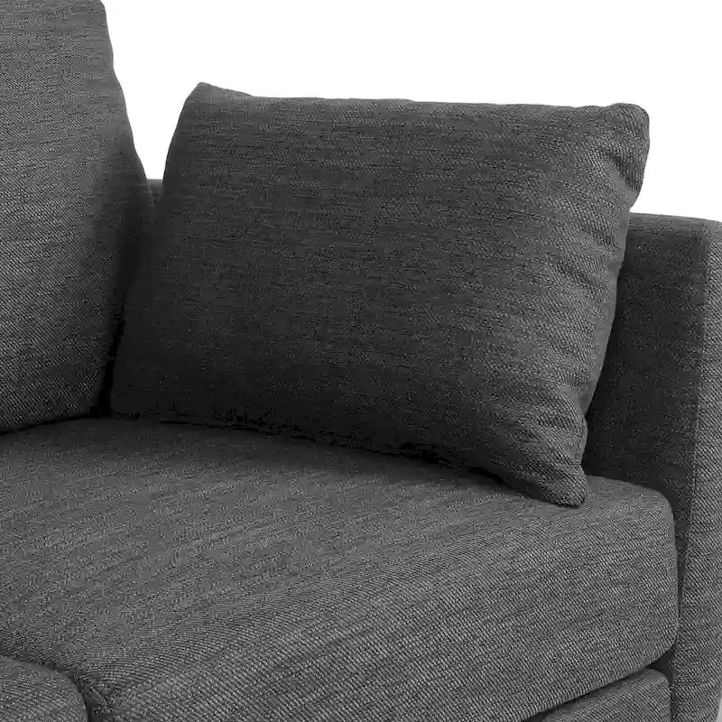 Canapé moderne 3 places 76,5 avec pieds en bouleau et coussins