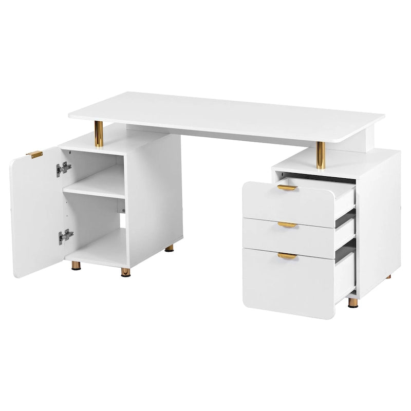 Bureau flottant de direction moderne avec 3 tiroirs et surface de travail élégante