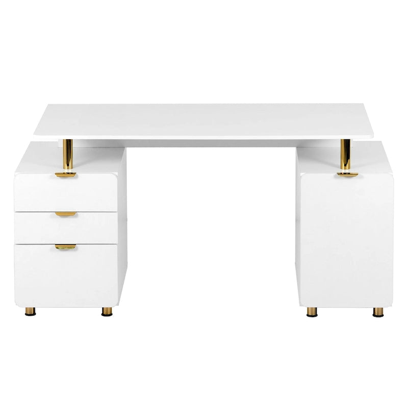 Bureau flottant de direction moderne avec 3 tiroirs et surface de travail élégante