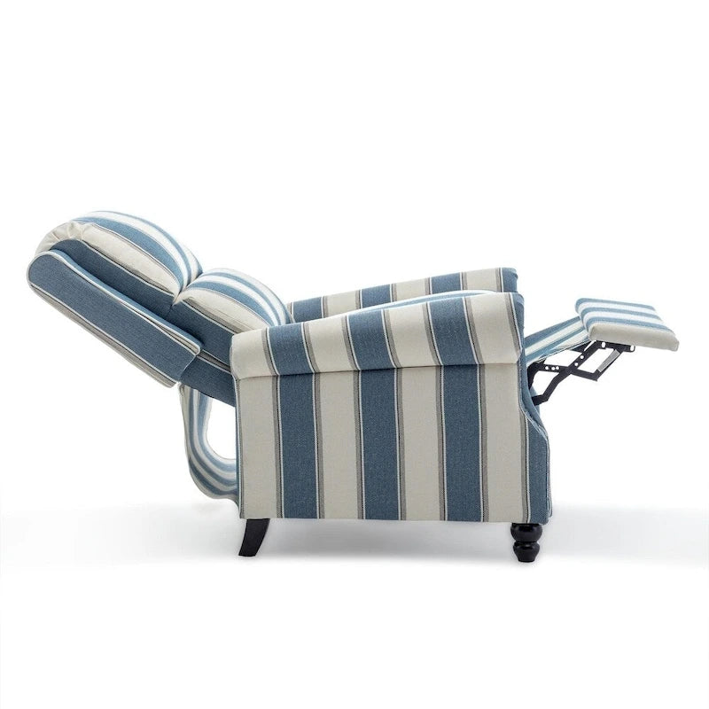 Fauteuil inclinable à dossier basculant, assise rembourrée et cloutée