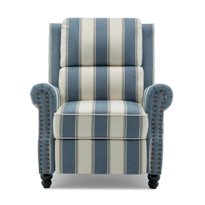 Fauteuil inclinable à dossier basculant, assise rembourrée et cloutée