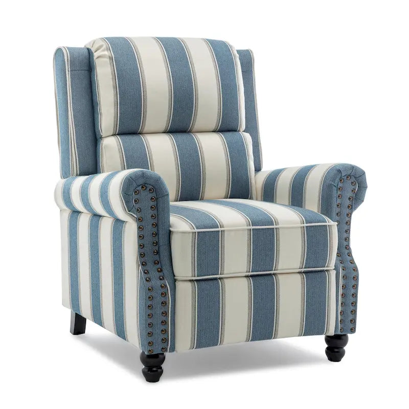 Fauteuil inclinable à dossier basculant, assise rembourrée et cloutée