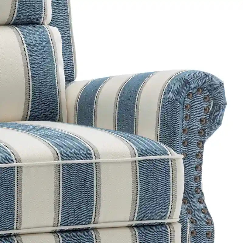 Fauteuil inclinable à dossier basculant, assise rembourrée et cloutée
