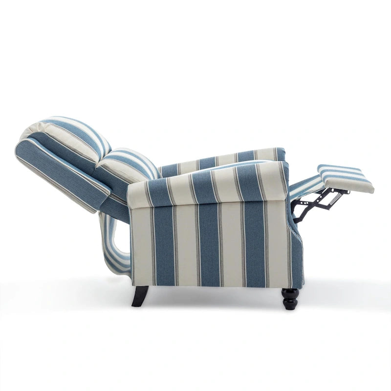 Fauteuil inclinable à dossier basculant, assise rembourrée et cloutée