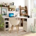 Bureau d'ordinateur en L de 59 pouces avec ports USB