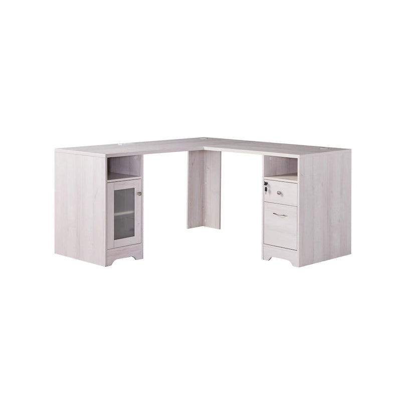 Bureau d'ordinateur en L de 59 pouces avec ports USB