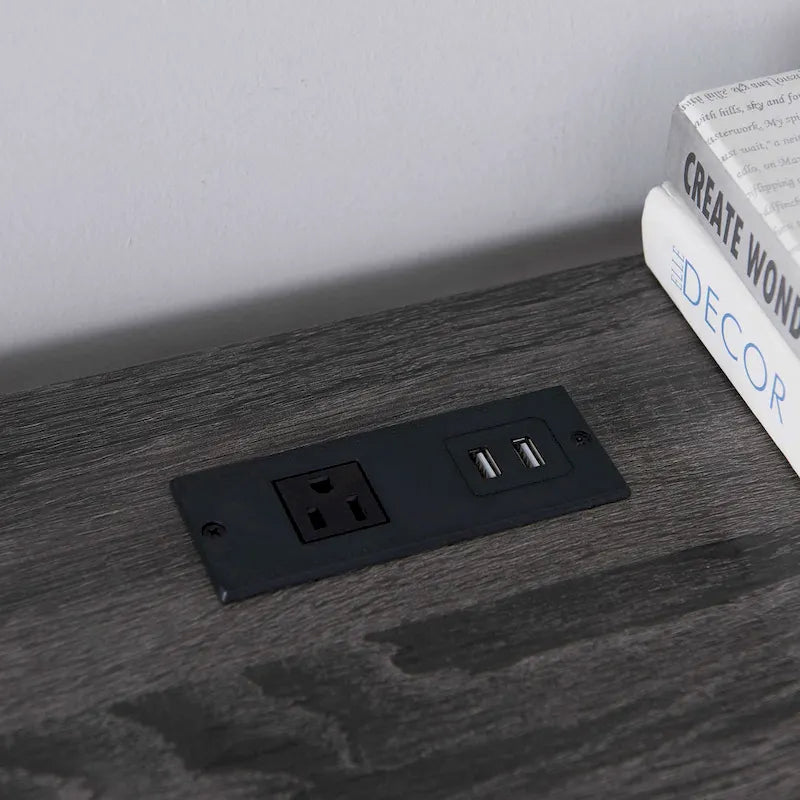 Bureau d'ordinateur en L de 59 pouces avec ports USB