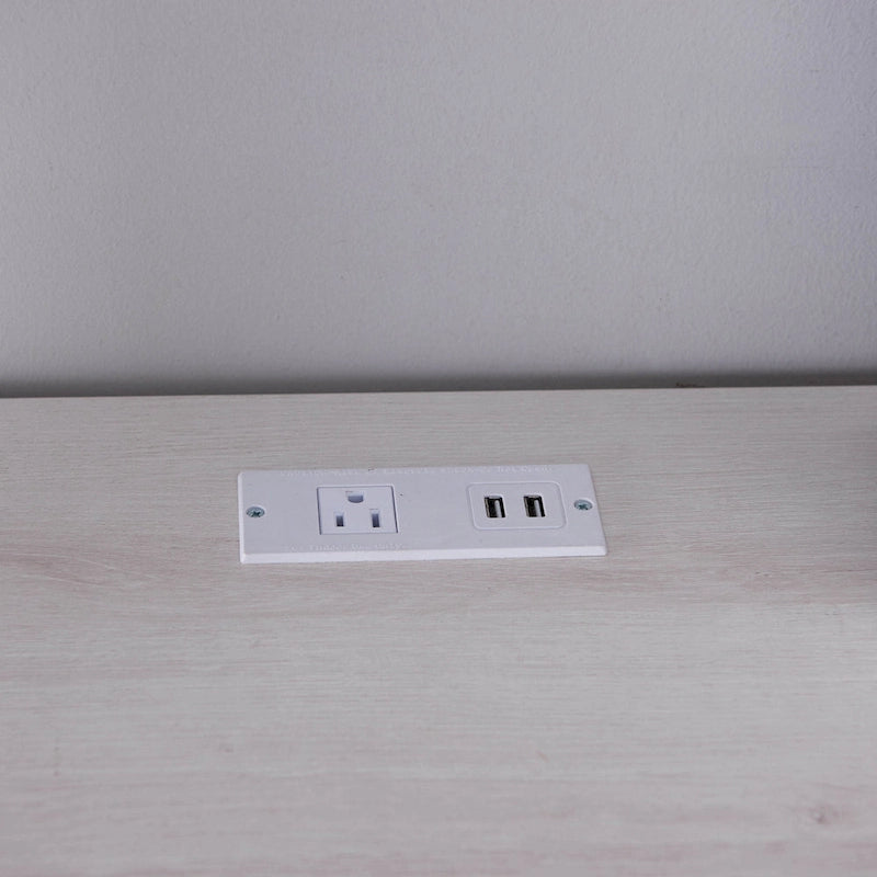 Bureau d'ordinateur en L de 59 pouces avec ports USB