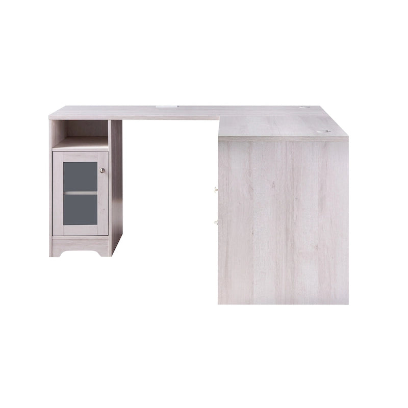 Bureau d'ordinateur en L de 59 pouces avec ports USB