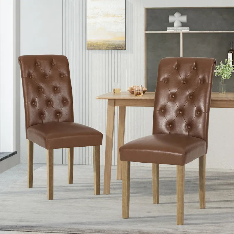 Chaises de salle à manger capitonnées (deux chaises par lot).