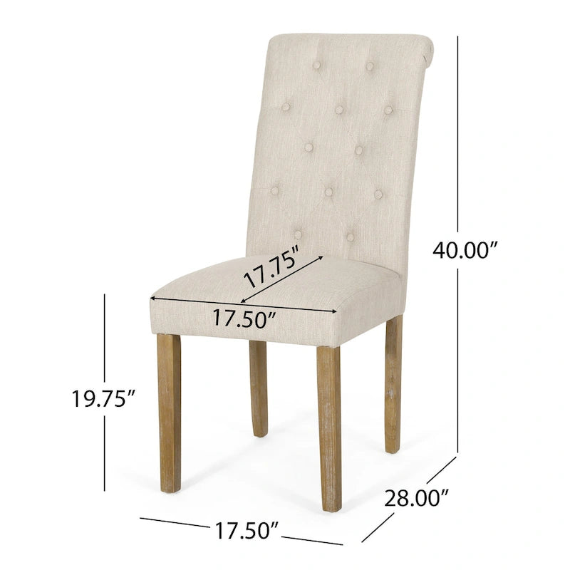 Chaises de salle à manger capitonnées (deux chaises par lot).