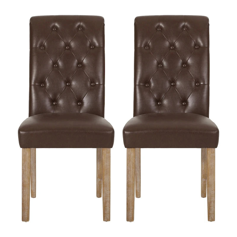 Chaises de salle à manger capitonnées (deux chaises par lot).