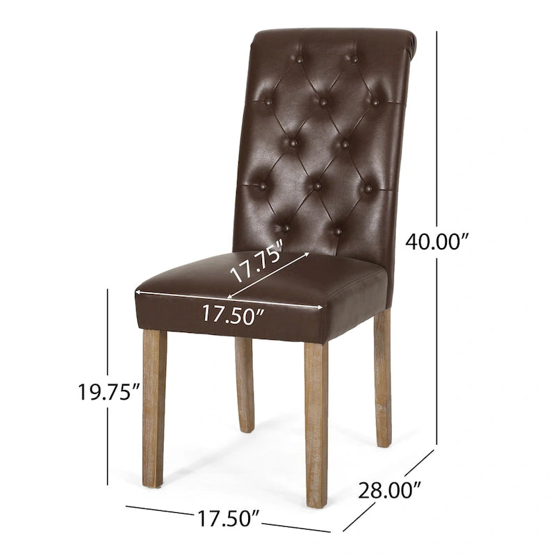 Chaises de salle à manger capitonnées (deux chaises par lot).