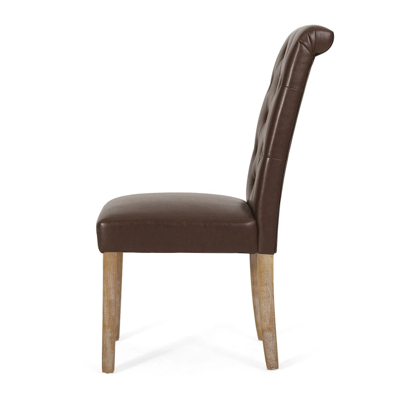 Chaises de salle à manger capitonnées (deux chaises par lot).
