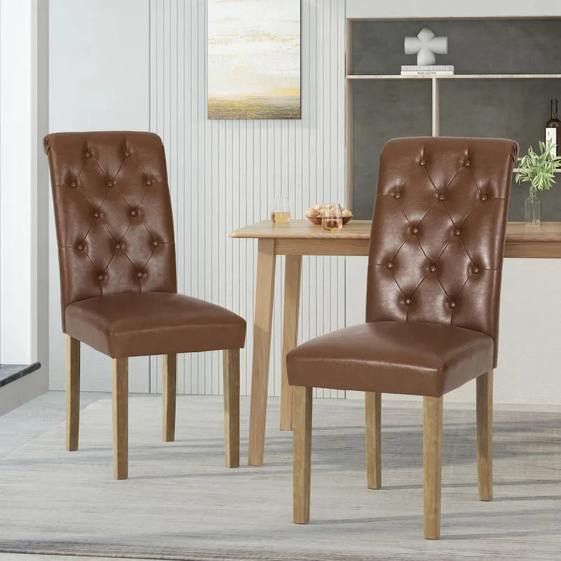 Chaises de salle à manger capitonnées (deux chaises par lot).