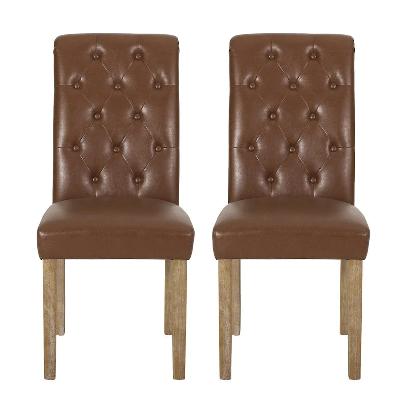 Chaises de salle à manger capitonnées (deux chaises par lot).