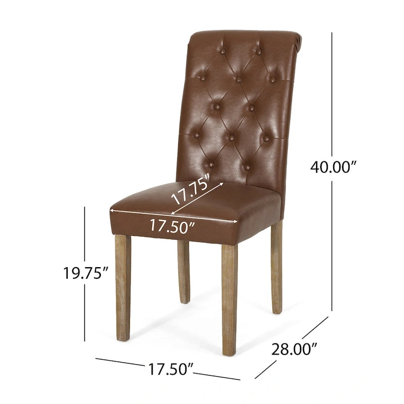 Chaises de salle à manger capitonnées (deux chaises par lot).