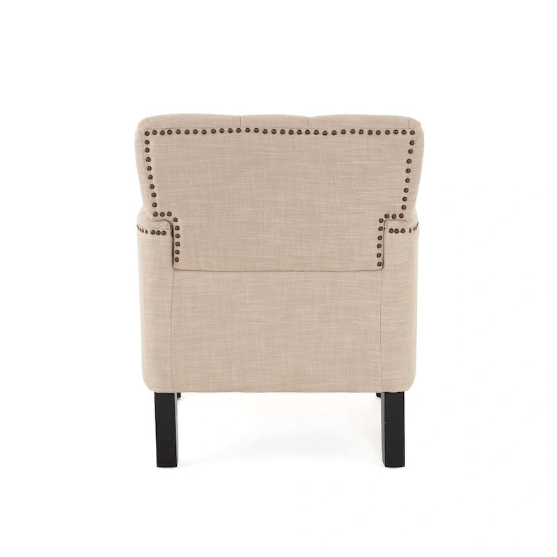 Fauteuil club en tissu avec dossier capitonné – 71,12 cm (longueur) x 74,93 cm (largeur) x 85,09 cm (hauteur)