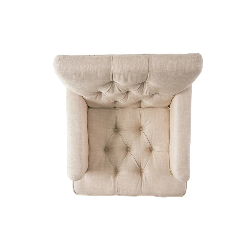 Fauteuil club en tissu avec dossier capitonné – 71,12 cm (longueur) x 74,93 cm (largeur) x 85,09 cm (hauteur)