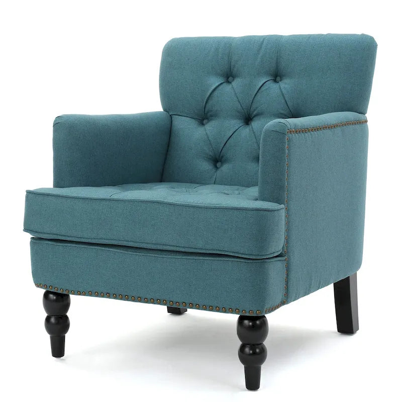 Fauteuil club en tissu avec dossier capitonné – 71,12 cm (longueur) x 74,93 cm (largeur) x 85,09 cm (hauteur)
