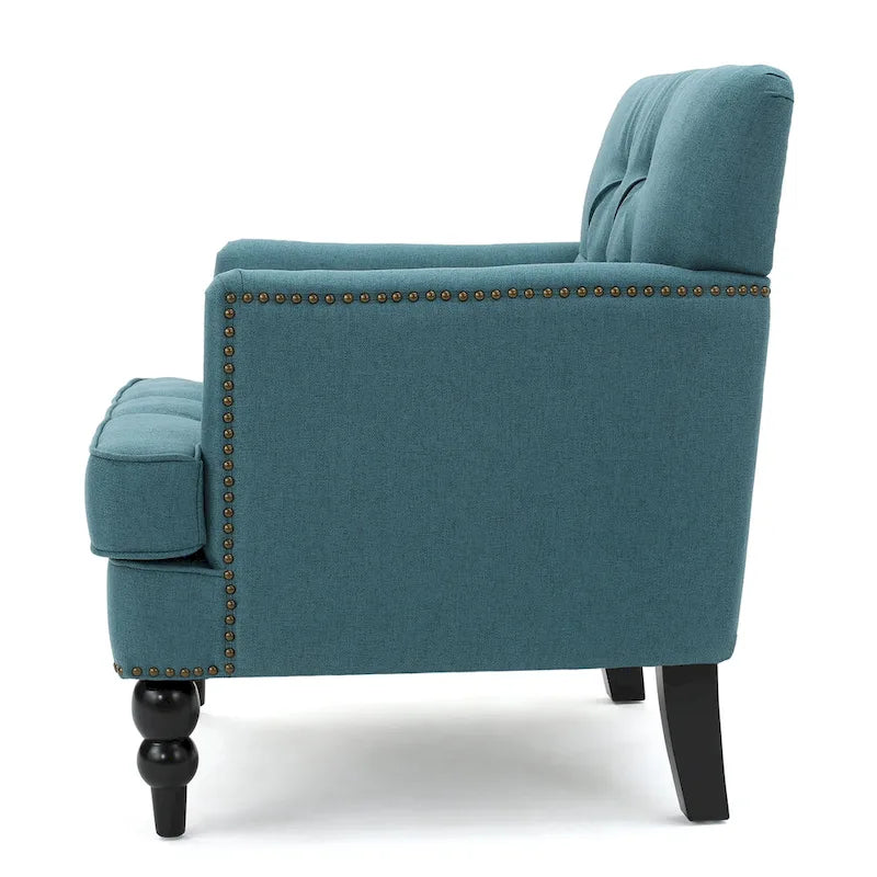 Fauteuil club en tissu avec dossier capitonné – 71,12 cm (longueur) x 74,93 cm (largeur) x 85,09 cm (hauteur)