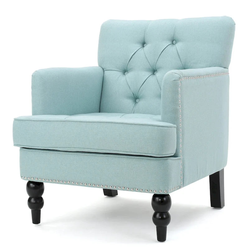 Fauteuil club en tissu avec dossier capitonné – 71,12 cm (longueur) x 74,93 cm (largeur) x 85,09 cm (hauteur)