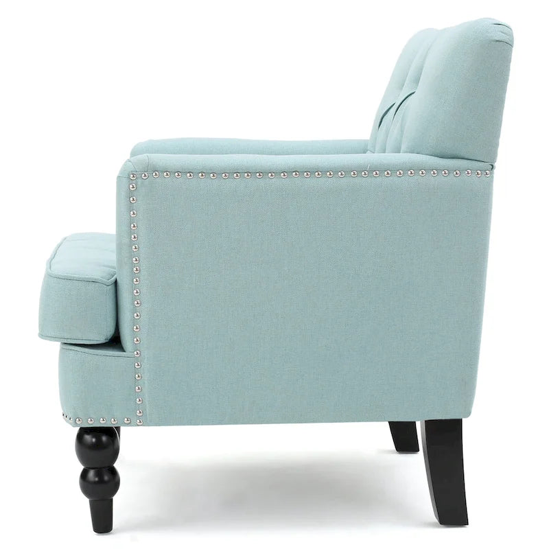 Fauteuil club en tissu avec dossier capitonné – 71,12 cm (longueur) x 74,93 cm (largeur) x 85,09 cm (hauteur)