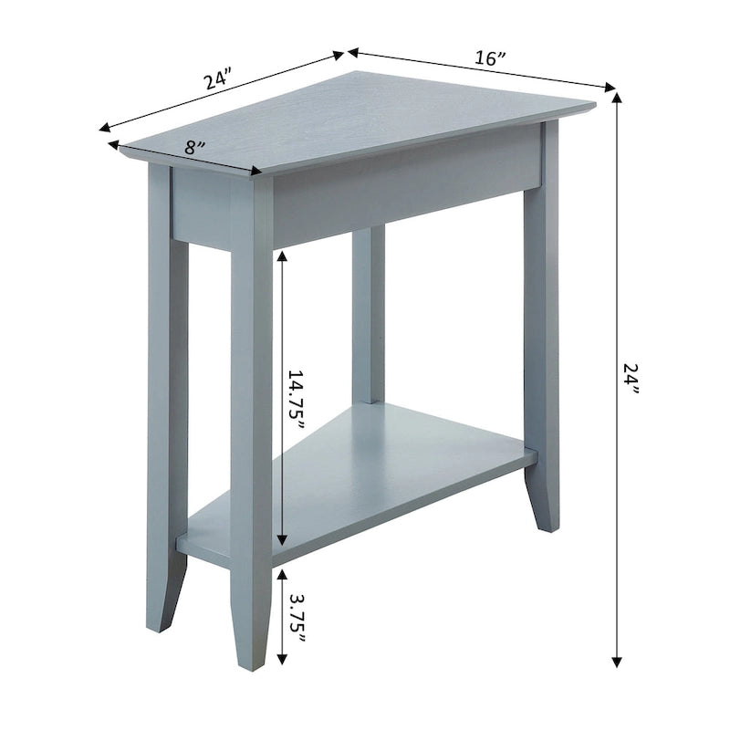 Table d'appoint traditionnelle en forme de coin avec étagères