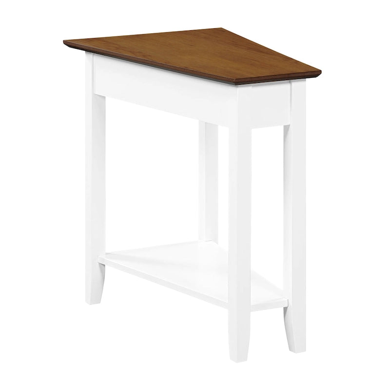 Table d'appoint traditionnelle en forme de coin avec étagères