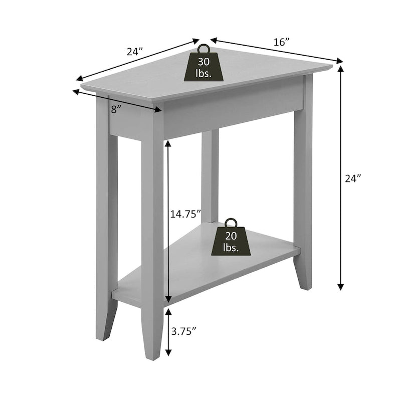 Table d'appoint traditionnelle en forme de coin avec étagères