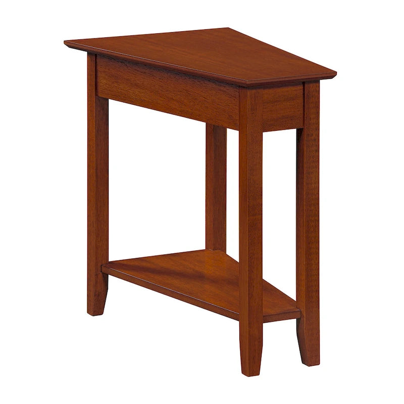 Table d'appoint traditionnelle en forme de coin avec étagères