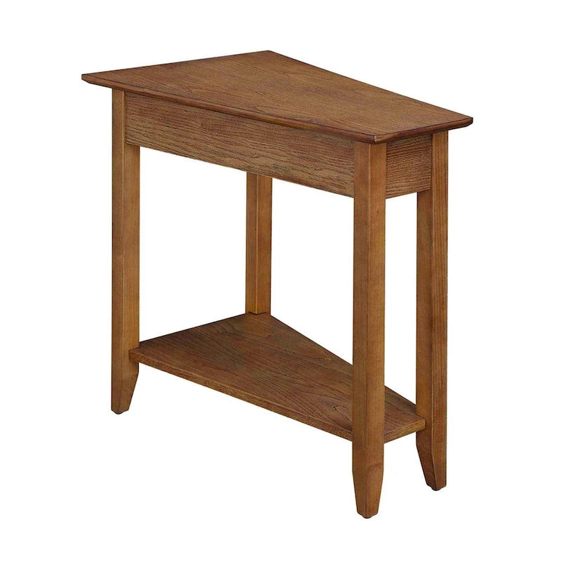 Table d'appoint traditionnelle en forme de coin avec étagères