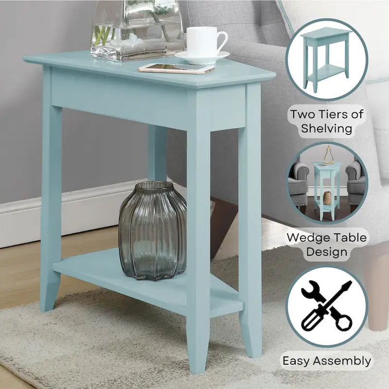 Table d'appoint traditionnelle en forme de coin avec étagères