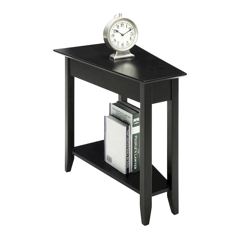 Table d'appoint traditionnelle en forme de coin avec étagères
