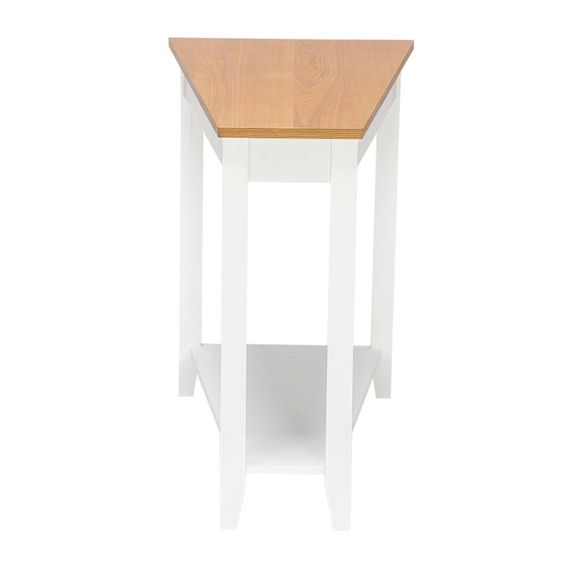 Table de chevet/bout de canapé étroite double couche, blanche