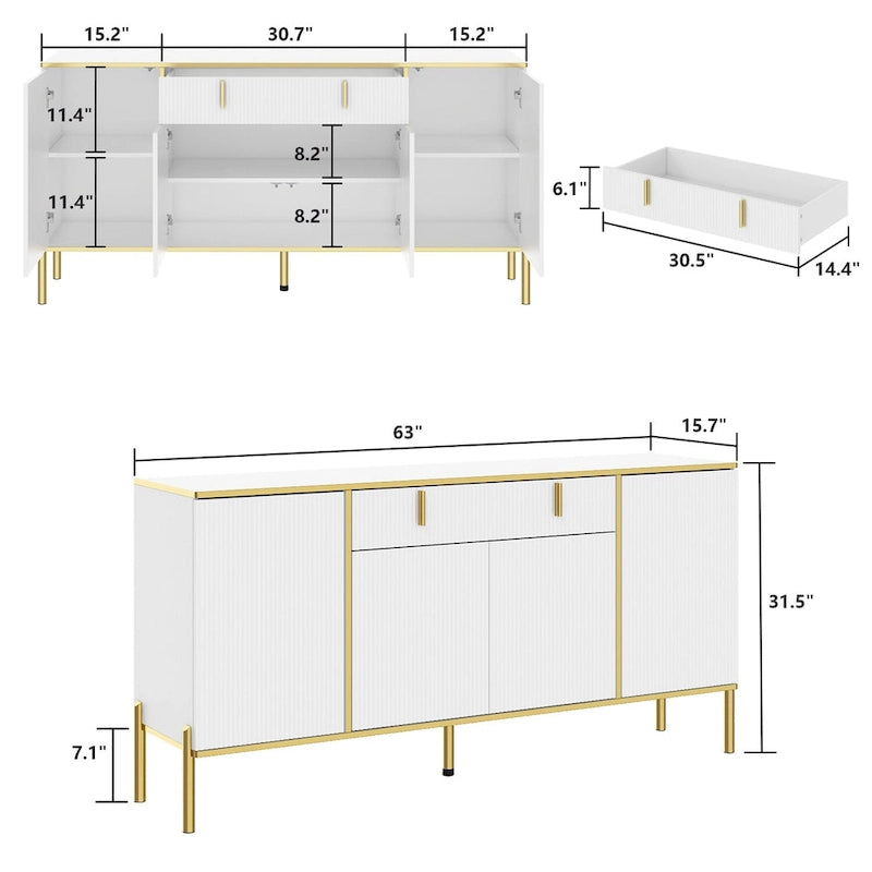Buffet avec portes escamotables