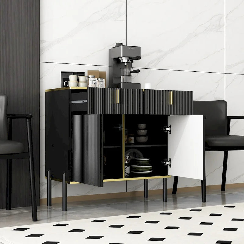 Buffet avec portes escamotables