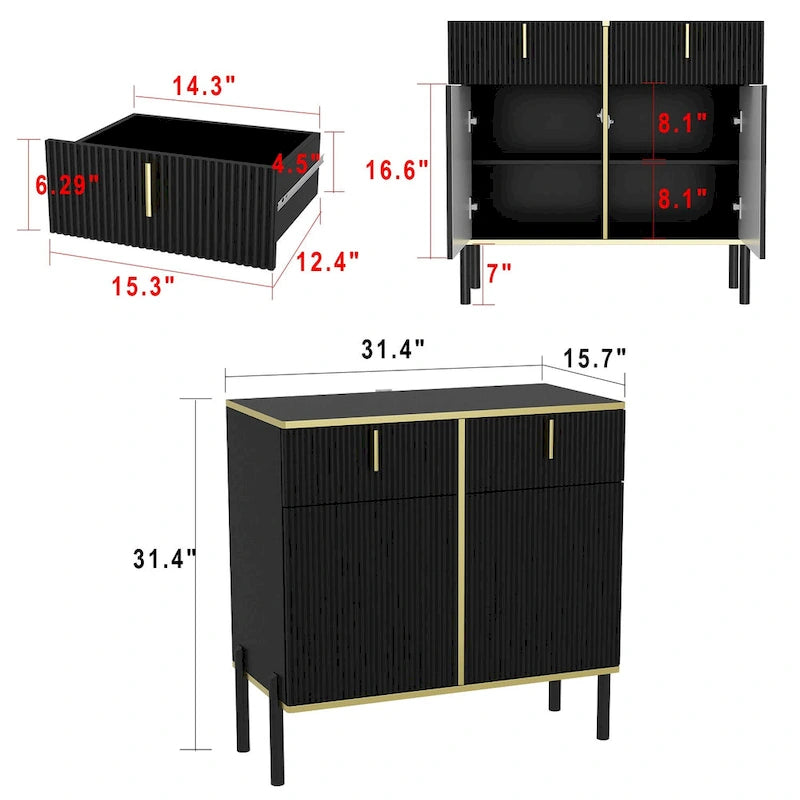 Buffet avec portes escamotables
