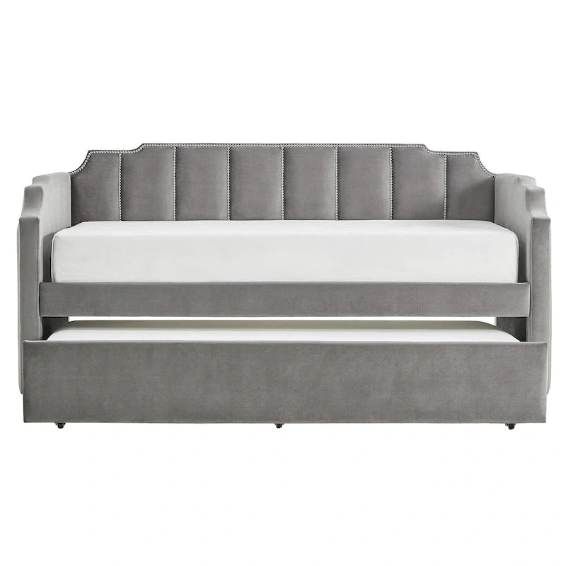 Canapé-lit en velours gris