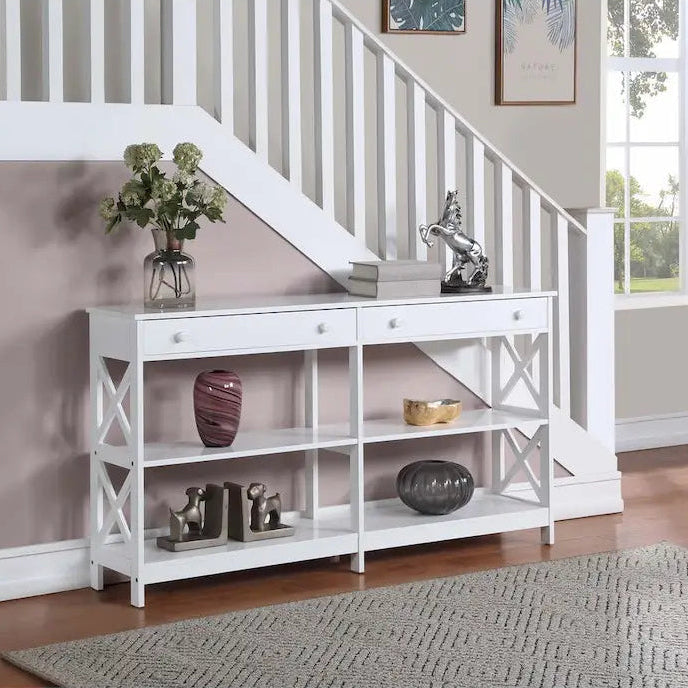 Convenience Concepts Oxford 2 Drawer 60 inch Console Table with Shelves
