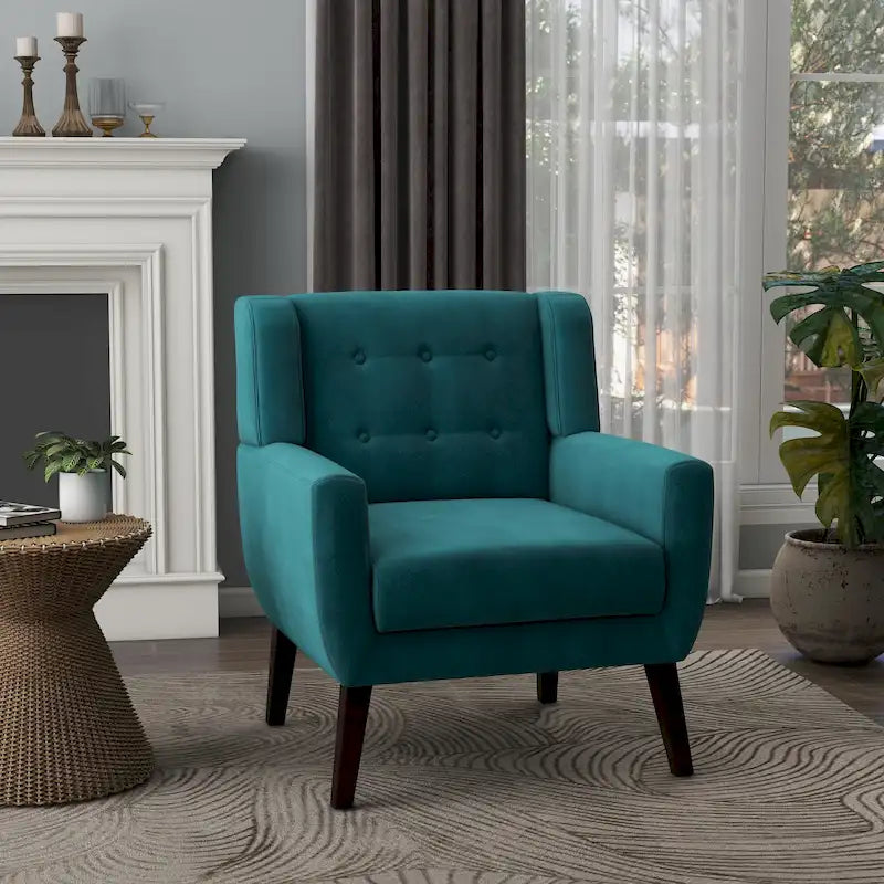Fauteuil d'appoint capitonné en velours