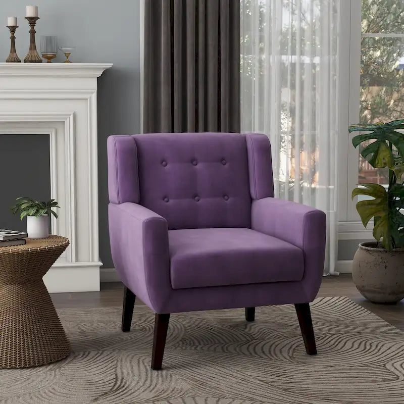 Fauteuil d'appoint capitonné en velours