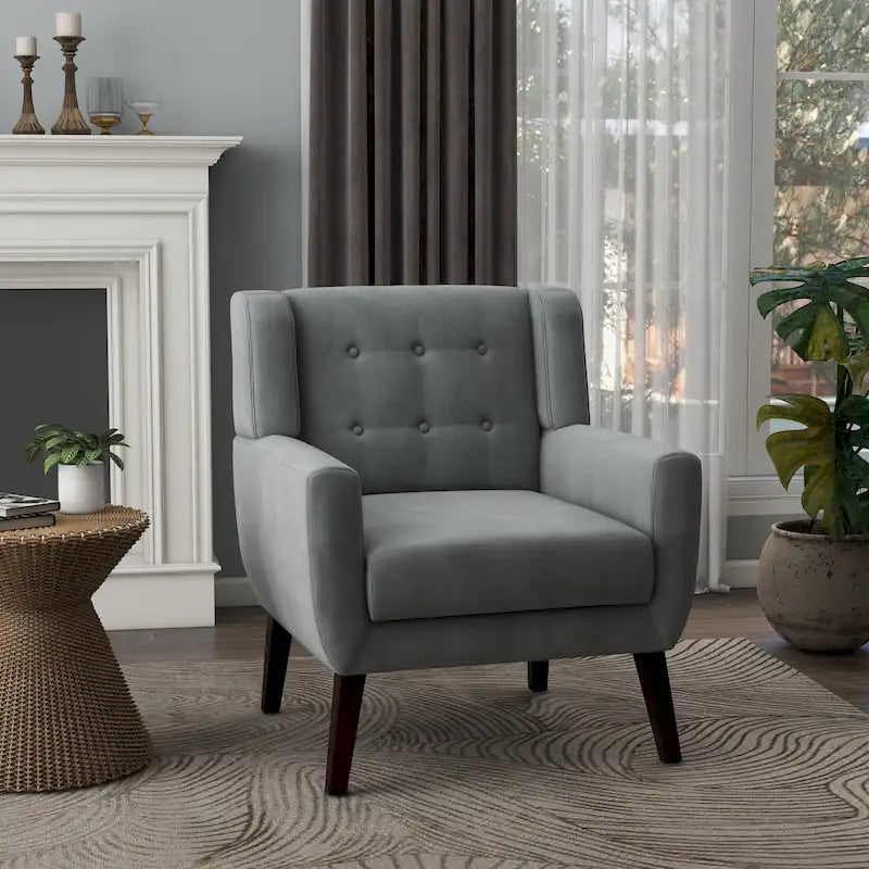 Fauteuil d'appoint capitonné en velours
