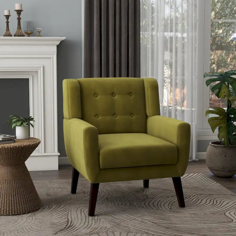 Fauteuil d'appoint capitonné en velours
