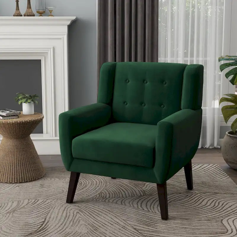 Fauteuil d'appoint capitonné en velours