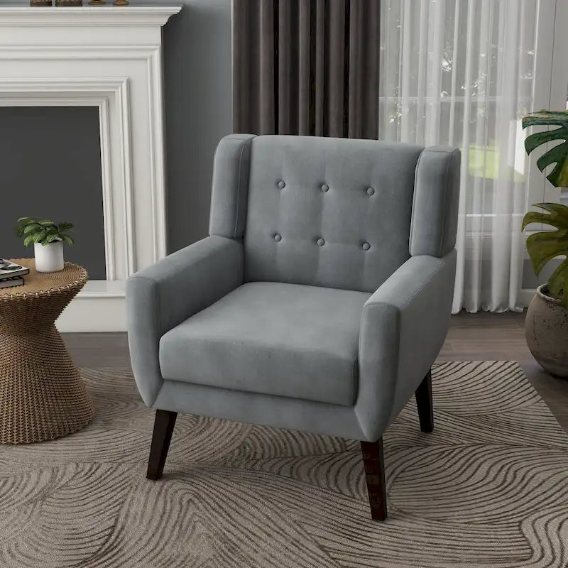 Fauteuil d'appoint capitonné en velours