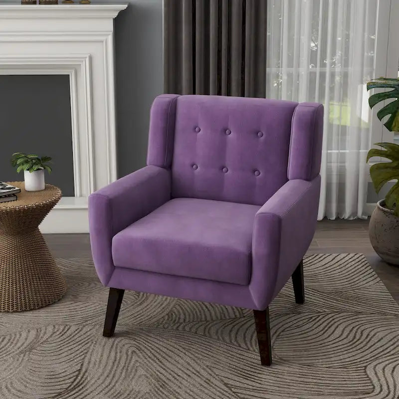 Fauteuil d'appoint capitonné en velours