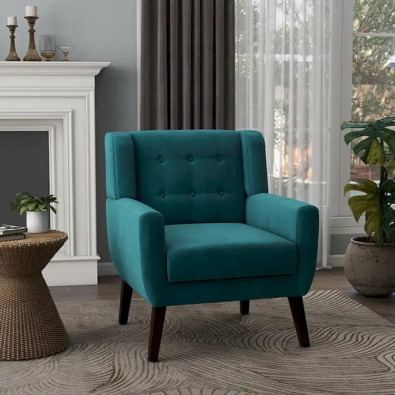 Fauteuil d'appoint capitonné en velours