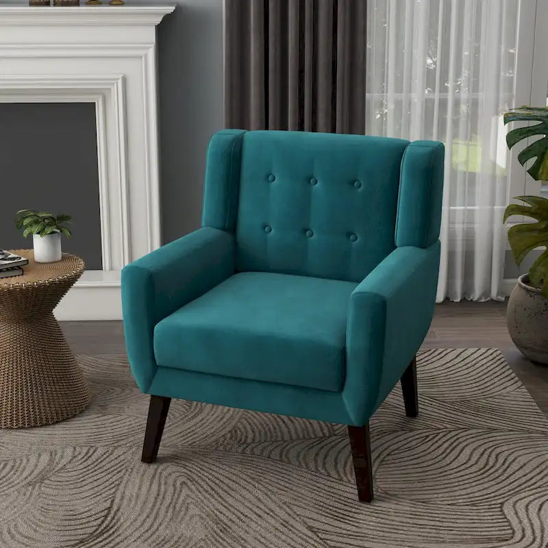 Fauteuil d'appoint capitonné en velours