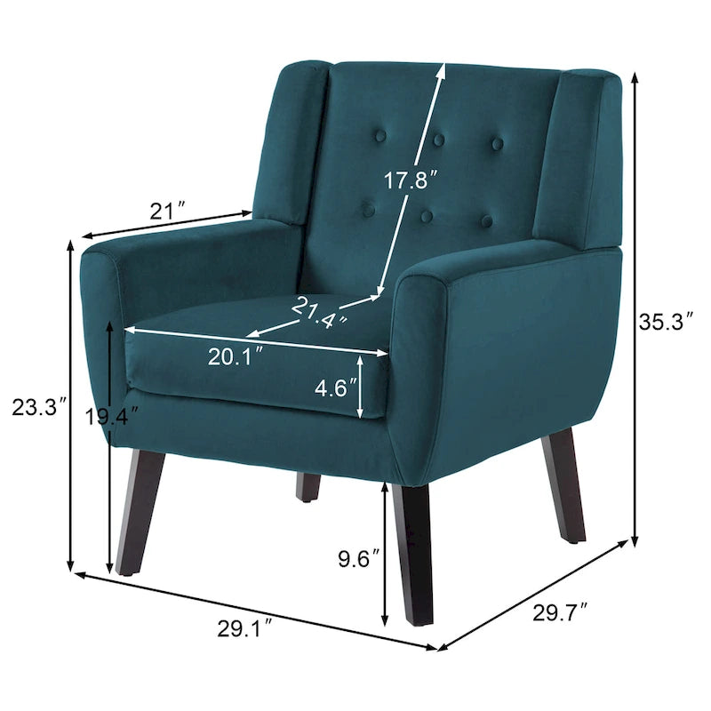 Fauteuil d'appoint capitonné en velours